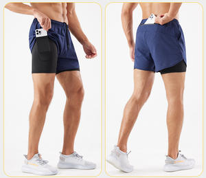 Vente en gros de shorts de sport pour hommes shorts de sport élégants à 2 couches logo personnalisé short de course athlétique 2 en 1 à séchage rapidelivraison DDP - Product Image 5