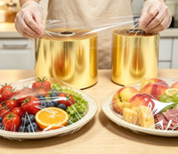 Film alimentaire en PVC de qualité alimentaire, finition champagne, pour emballage de détail haut de gamme, aliments frais et usage en cuisine