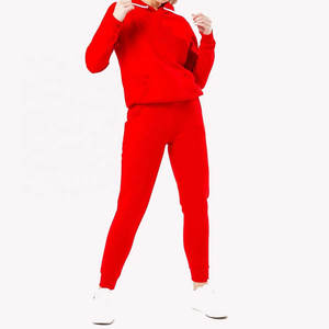 Acheter Pull Plain Womens Jogger Set Rouge Couleur Survêtement Femmes Gym Survêtement Avec Logo Personnalisé Marque Privée - Product Image 1