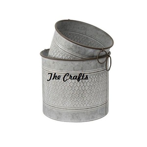 Macetas de plantas galvanizadas, juego de diferentes tamaños de dos macetas, accesorios de decoración de jardín, macetas de plantas - Product Image 3