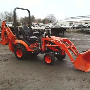 Mini Trator Agrícola 4x4 totalmente equipado com carregadeira frontal e retroescavadeira