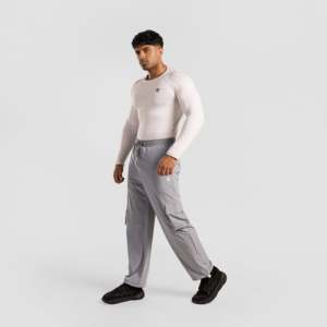 <b>Light</b> Grey 100% Cotton Flex Pocket <b>Trouser</b> Customizable Logo Corduroy Woven Size XL Straight Pattern with Zippers Lightweight - Product Image 4