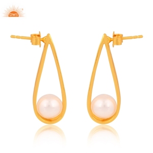 Latest Trending Sterling Silver Freshwater Pearl <b>Dangle</b> <b>Earring</b> Dainty Collection For Women Demi Fine Design Manufacturer - Product Image 4