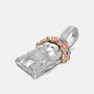 Pendentif Hip Hop personnalisé en alliage plaqué or avec diamants CZ de qualité supérieure pour homme, coupe ronde brillante, le Legende du Givre - Product Image 4