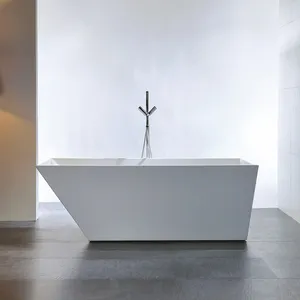 आधुनिक डिजाइन कस्टम आकार फ्रीस्टैंडिंग सफेद बाथरूम आयत एक्रिलिक बाथटब