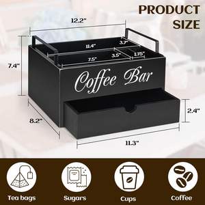 Boîte de rangement en bois d'acacia pour dosettes de café Support de rangement multifonctionnel en bois massif et bambou Bacs de rangement carrés pour la cuisine - Product Image 4