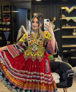 เดรสชาวอัฟกานิสถานแขนยาวผ้าชีฟองปักลายทำด้วยมือดีไซน์สูงมีสัมผัสแบบดั้งเดิม - Product Image 4