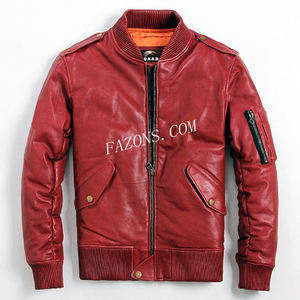 แจ็คเก็ตหนังบอมเบอร์ MA-1 สไตล์ลำลอง วินเทจ แฟชั่น หนังแท้ คลาสสิก รับผลิตตามสั่ง ขายส่ง OEM - Product Image 3