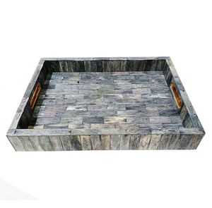 Handmade Grey Plain Bone Inlay Serving <b>Tray</b> Custom Made <b>for</b> Home <b>Decor</b> and Luxury Apartments in Europe Region - Product Image 1