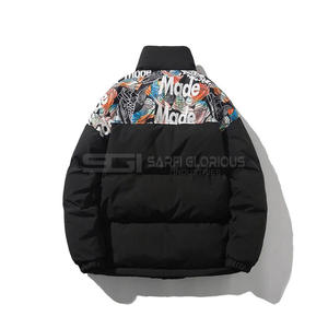 Vente en gros logo brodé sur mesure vestes d'extérieur à capuche bouffantes imperméables chaudes d'hiver à mémoire de forme pour hommes - Product Image 2