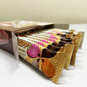 ฟรีตัวอย่างบิสกิตเวเฟอร์ bibic-a roppy และคุกกี้เวเฟอร์ไขมันต่ํารสช็อคโกแลตแพคเกจคุกกี้เวเฟอร์แบนจากเวียดนาม