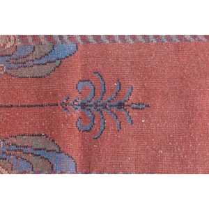 Vintage Turkish Rug 2x3.3 ft, <b>Red</b> Abstract <b>Wool</b> Rug - Product Image 5