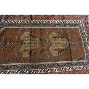 3.5x6.2 ft Rug, Turkish Vintage Accent Rug, <b>Brown</b> <b>Wool</b> Rug - Product Image 4