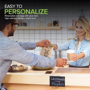 Stock Your Home Bolsas de papel Kraft desechables compostables 4 Lbs Etiquetas de cartón pequeñas para niños Snacks Sándwiches Comestibles - Product Image 4