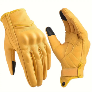 Gants de moto en cuir véritable flexibles et durables compatibles avec les écrans tactiles à doigts entiers par KARIMAN INDUSTRY - Product Image 1