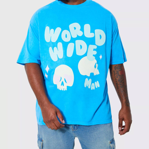 Camiseta de algodón para Hombre con camiseta de manga corta con logotipo para hombre, camiseta gráfica con estampado de espuma en 3D personalizado, Camiseta con estampado de espuma - Product Image 1