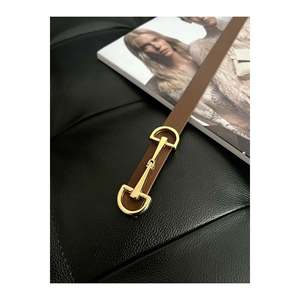 Fiori Long Thin <b>Tan</b> Women's <b>Belt</b> with Gold Buckle for Jackets Shirts Dresses-<b>Tan</b>-Gold - Product Image 2