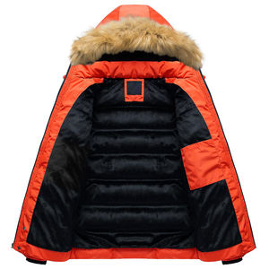 Chaqueta acolchada larga de invierno de talla grande 2024 con capucha de piel chaquetas acolchadas de algodón cálido para hombres transpirable, de talla grande - Product Image 3