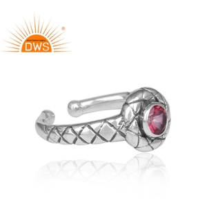 Vente chaude oxydé en argent Sterling naturel rose topaze pierre précieuse bague réglable bijoux personnalisés pour les femmes cadeau pour elle - Product Image 3