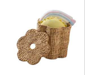 ตะกร้าหวายธรรมชาติที่มีดีไซน์เป็นหอยเชลล์สำหรับซักผ้าและจัดเก็บหวายสำหรับตกแต่งบ้านห้องนั่งเล่นและตะกร้าหวาย - Product Image 4