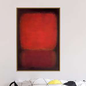 Mark Rothko Inspired Red Abstract Printed Canvas: Modern Color Field Art,GOLD <b>FRAMED</b> CANVAS - Product Image 1