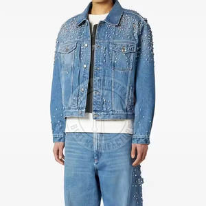 Veste en jean strass pour hommes Design de mode tendance Durable Fournisseur de tissu doux Veste en jean strass - Product Image 2