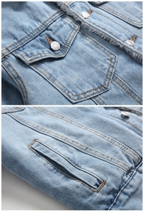 แจ็กเก็ตยีนส์สีน้ำเงินสำหรับผู้ชายแจ็คเก็ตยีนส์มีกระดุมบุผ้าฟลีซซับในสำหรับฤดูหนาว - Product Image 6