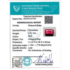 Rubis (Manik) - 3,51 carats, facetté, naturel, synthétique, variété incluant émeraude, coussin, poire, étoile, octogone, créé en laboratoire, traité thermiquement - Product Image 4