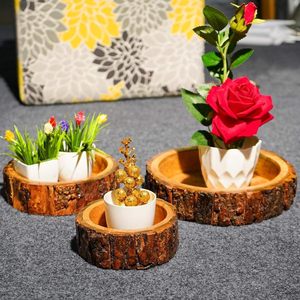 Plateau de service en bois élégant Ins Original Set d'assiettes à écorce d'arbre fabriquées à la main avec technique polie - Product Image 6