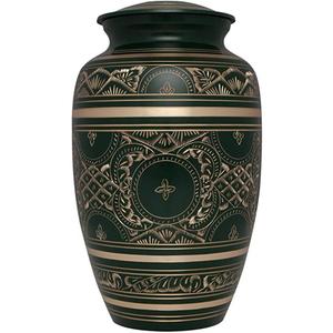 Urne funéraire florale turquoise pour adulte, finition bleu ciel, grande urne pour cendres humaines, style américain, urne métallique, exportation - Product Image 6