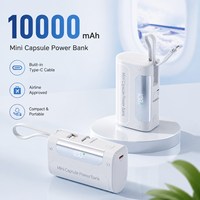 Batterie externe d'urgence 10000 mAh, câble Type-C rétractable intégré, finition galvanisée, compacte et portable, approuvée par les compagnies aériennes