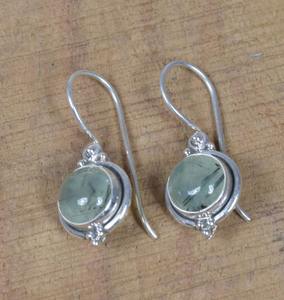 Prehnite Gemstone 925 Solid Sterling Silver Drop Earrings Gold Plated 925 Silver <b>Jewellery</b> for Women Girls for Party Occasions - Product Image 2