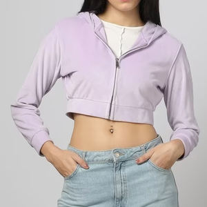 Sudaderas con capucha y sudaderas con cremallera personalizadas de gran tamaño con cremallera completa de algodón 100% polar para mujer sudaderas con capucha con cremallera reflectante para mujer - Product Image 5