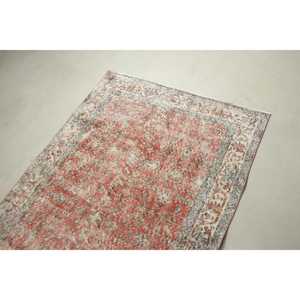3.7x6.7 ft Rug, Turkish Rug, Vintage <b>Red</b> <b>Wool</b> Plants & trees Rug - Product Image 5