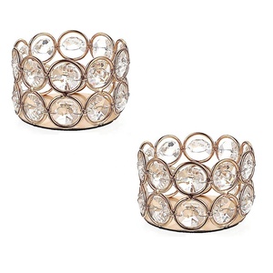 Bougeoir de bol en cristal de couleur dorée brillante bougeoir de lumière de thé scintillant meilleure vente bougeoir de style royal - Product Image 1