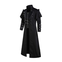 Ropa gótica para hombre, abrigo Punk de cuero negro, abrigo negro de estilo gótico para hombre, abrigo largo gótico de piel sintética 2025