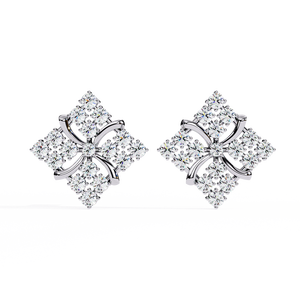 18K Gold Unique Luxury Earrings with Lab-Grown Diamond Rhodium Plated for Wedding & Engagement - Product Image 2