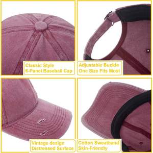 Vente en gros de casquettes de baseball en coton rétro vintage avec logo personnalisé, réglables, non structurées, de couleur unie, délavées - Product Image 5
