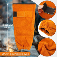 JNM SAFETY Sarung Tangan Kulit Sapi Asli untuk Pengelasan, Pelindung Lengan Tahan Panas & Api untuk Pria dengan Lubang Jempol, Pelindung Tangan