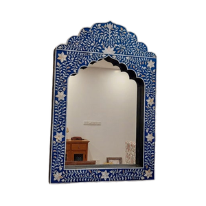 กรอบกระจกฝังมุกสีน้ำเงินสไตล์ชายฝั่ง ดีไซน์ทันสมัย ทำด้วยมือ สำหรับตกแต่งผนัง งานแต่งงาน บาร์ มิตซวาห์ และเทศกาลอีสเตอร์ - Product Image 1