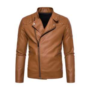 Veste en cuir de toile enduite formelle élégante pour hommes saison printemps 2025 col montant à capuche logo avant - Product Image 1