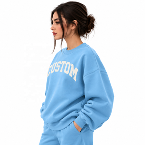 Unisex Oversized Cotton Fleece Sweatshirt Crewneck Custom Logo Embroidery Winter Blank Plain Sweatshirt - Product Image 4