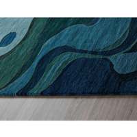 Tapis en laine artisanal moderne et artistique, vert et bleu, couleur unie, à poils longs, antidérapant, tufté, réversible, adapté aux animaux domestiques, personnalisable, indien