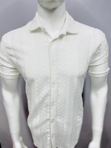 Chemise d'été élégante transparente et décontractée pour hommes, tissu tricoté doux et respirant, 100% coton, séchage rapide, anti-rides, service OEM - Product Image 4