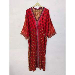 ชุดคลุมบิกินี่วินเทจพิมพ์ลายอินเดียชุดกิโมโนส่าหรีชุดคลุมชุดเจ้าสาวสำหรับงานเลี้ยงฤดูร้อนงานแต่งงานทุกวันฤดูใบไม้ผลิ - Product Image 3