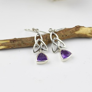 925 plata esterlina sólida hecha a mano piedras preciosas amatista Spinner pendientes joyería mejor calidad diseñador niñas pendientes colgantes - Product Image 4