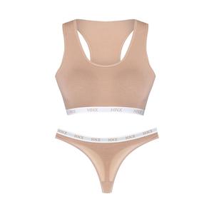 Mutandine da donna con reggiseno sportivo elastico marrone chiaro