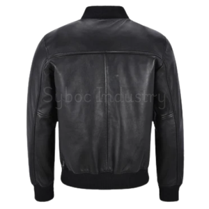 แจ็กเก็ตบอมเบอร์หนังสีดำสำหรับผู้ชาย2025สไตล์เลตเทอร์เมนแจ็กเก็ตบอมเบอร์หนังเบสบอลนาปาสำหรับนักศึกษาชาย - Product Image 4