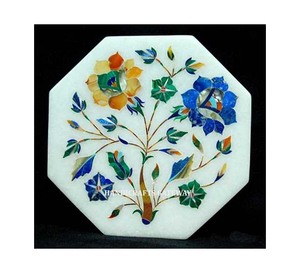 Estilo Popular Nuevo producto de aspecto y diseño de flores Mezcla de mármol blanco Incrustaciones Patrón DE ARTE Café y decoración de comedor Mesa - Product Image 1