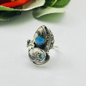 Beautiful Turquoise <b>Ring</b> 925 Sterling Silver <b>Ring</b> Designer <b>Ring</b> Wedding <b>Ring</b> <b>Statement</b> <b>Ring</b> Silver <b>Ring</b> Bohemia <b>Ring</b> Women's Rin - Product Image 2